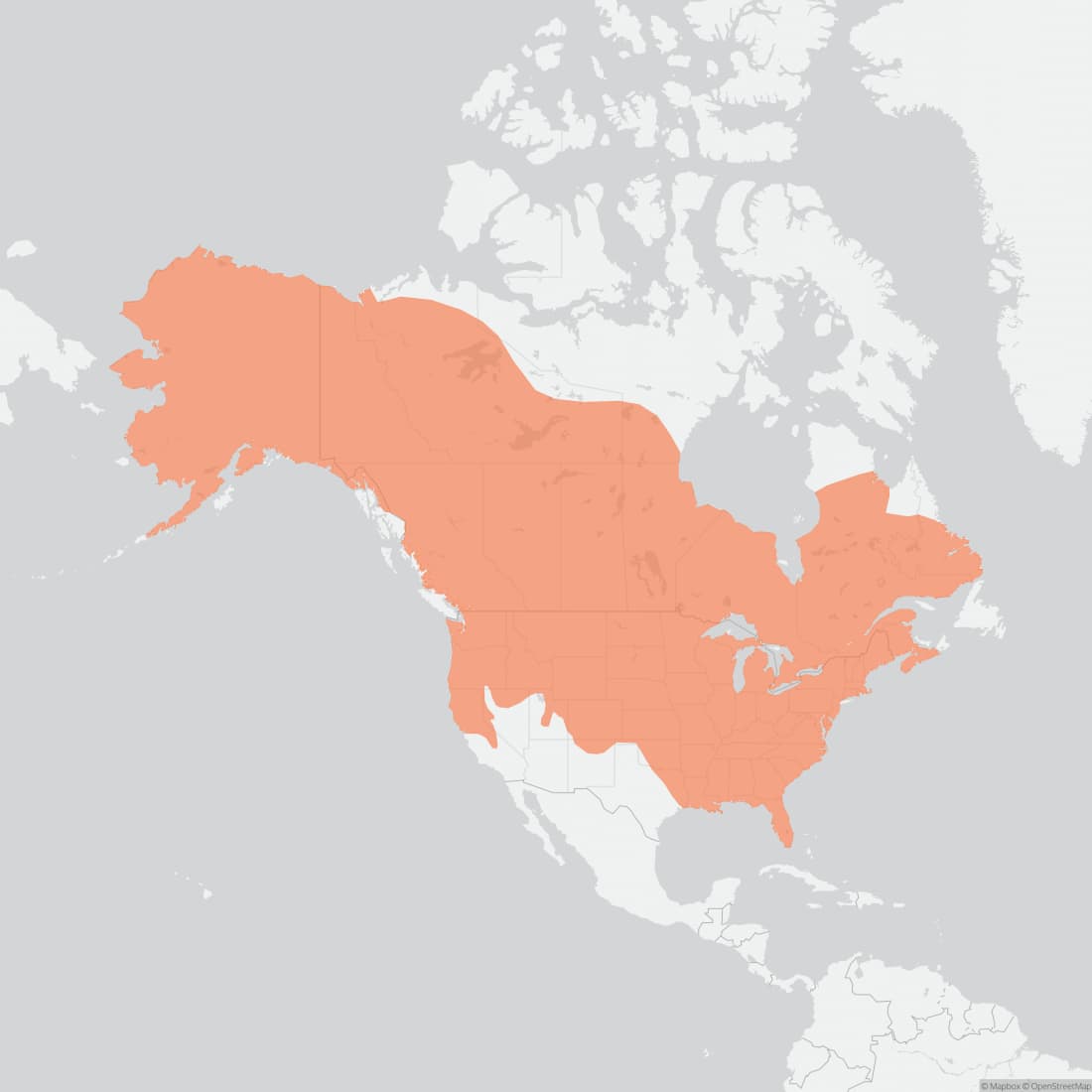 Range map for American Mink