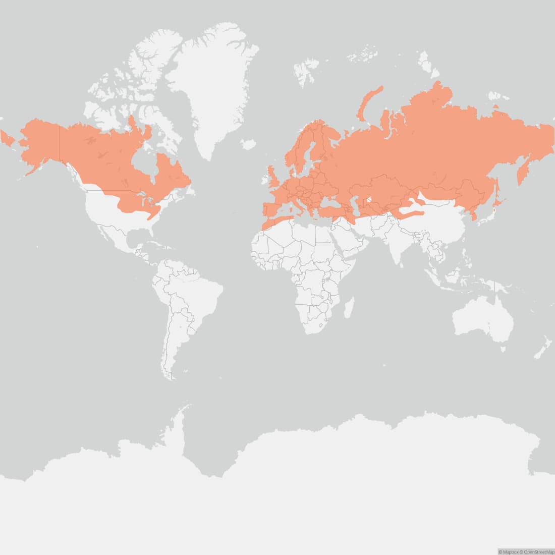Range map for Least Weasel
