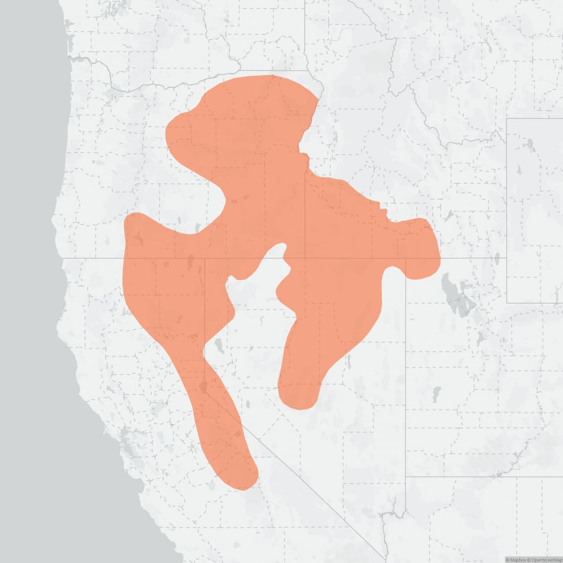 Range map for Belding's Ground Squirrel