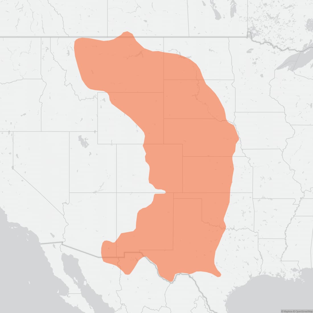 Range map for Black-tailed Prairie Dog