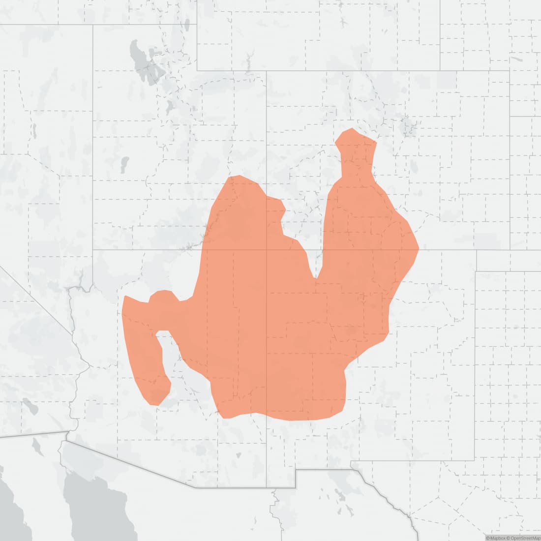 Range map for Gunnison's Prairie Dog