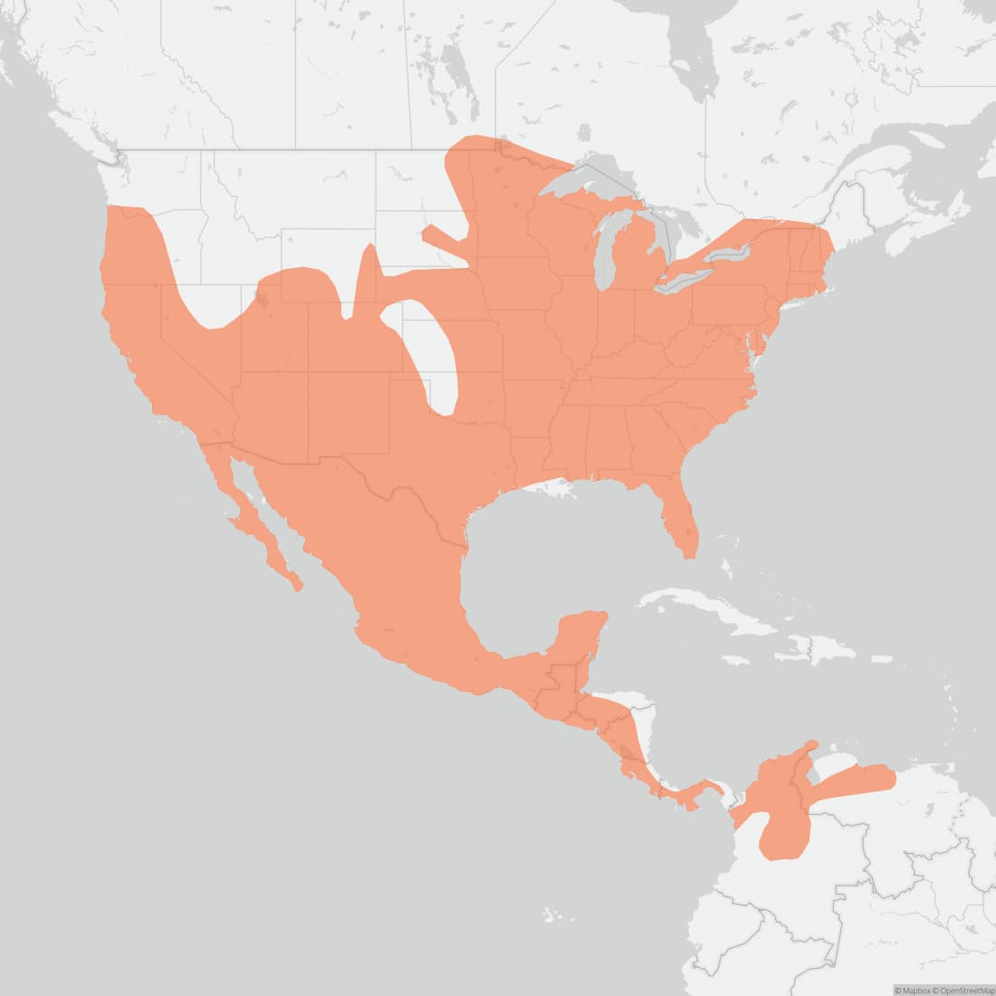 Range map for Gray Fox
