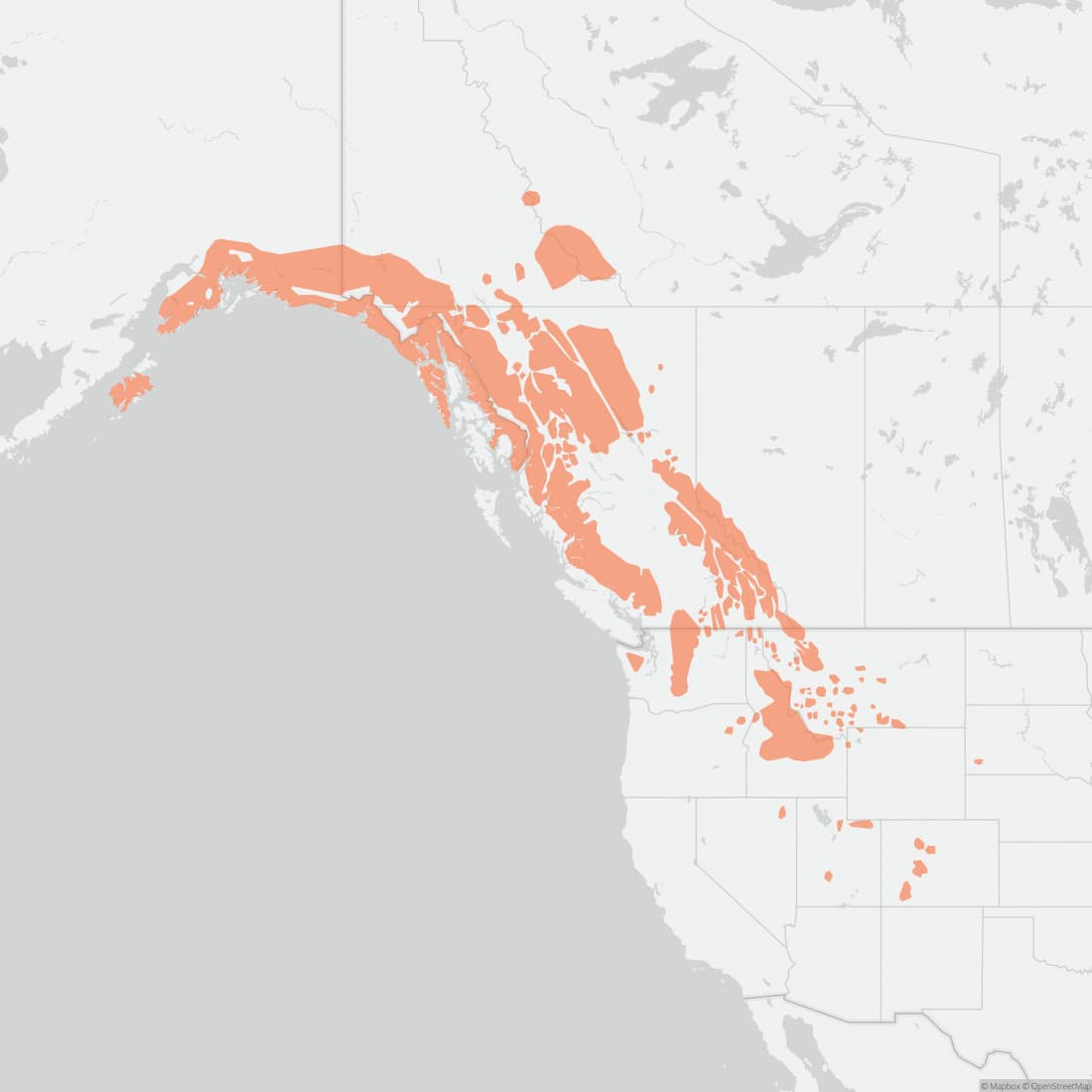 Range map for Mountain Goat