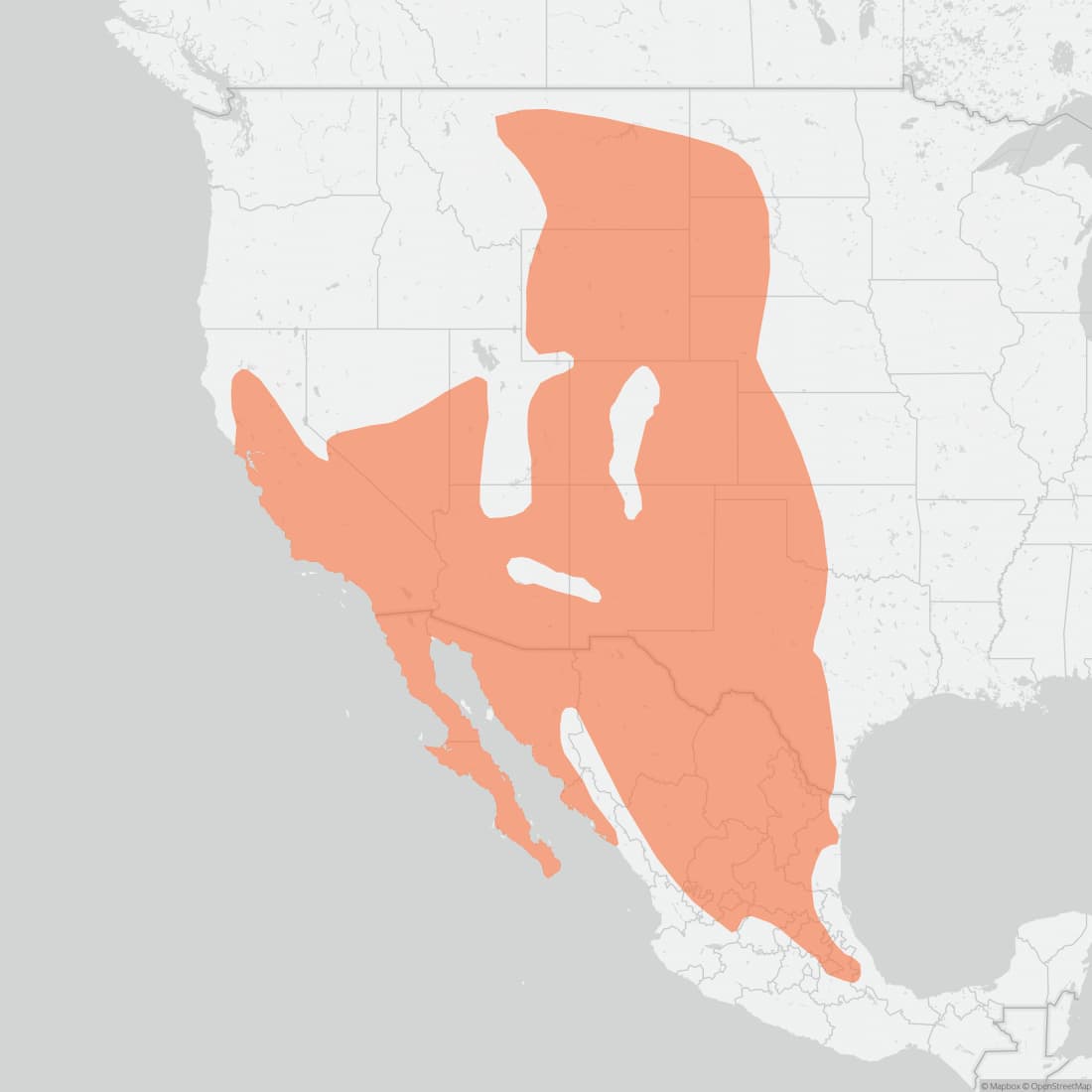 Range map for Desert Cottontail