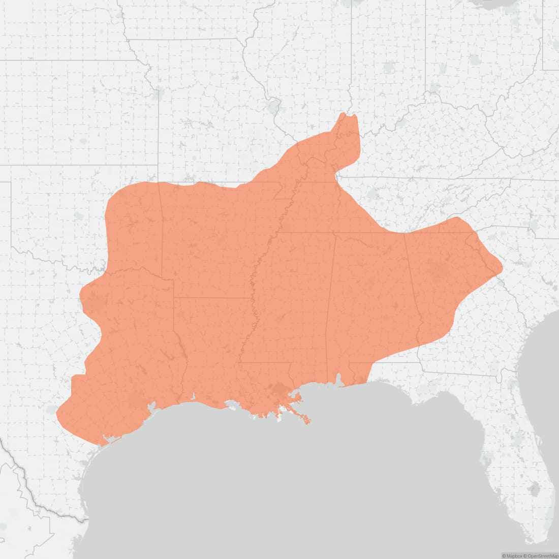 Range map for Swamp Rabbit