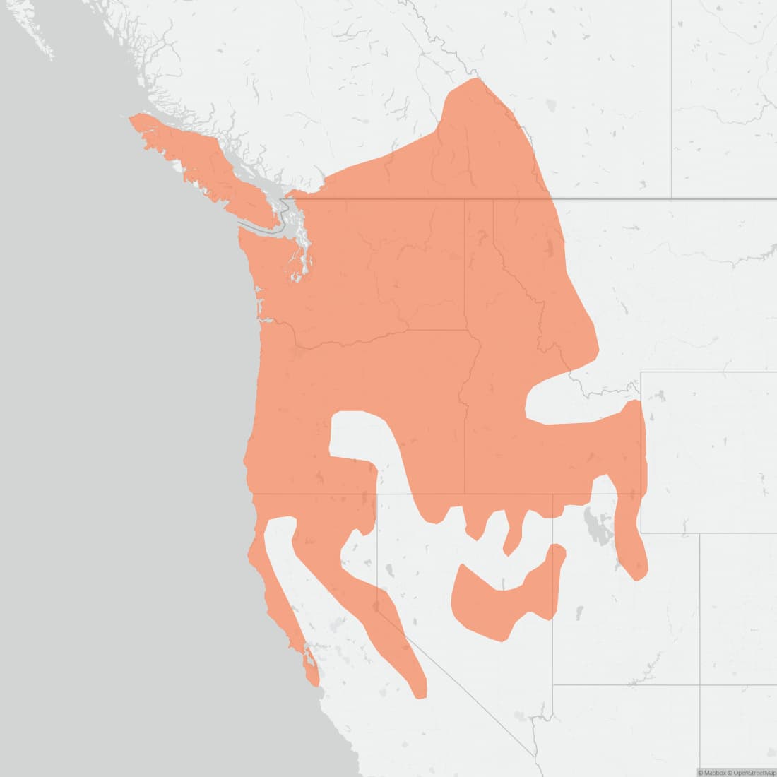 Range map for Vagrant Shrew