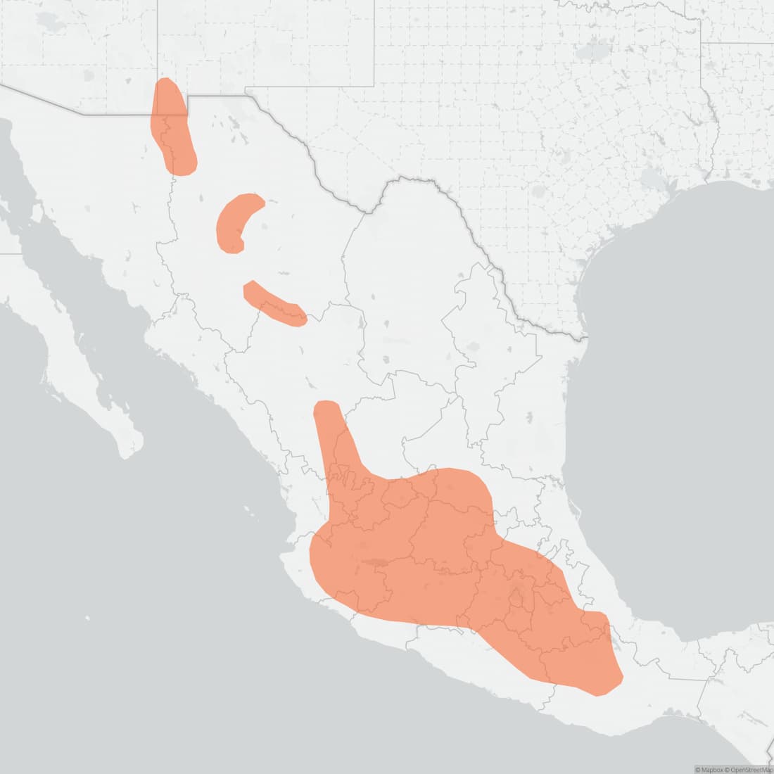 Range map for White-sided Jackrabbit