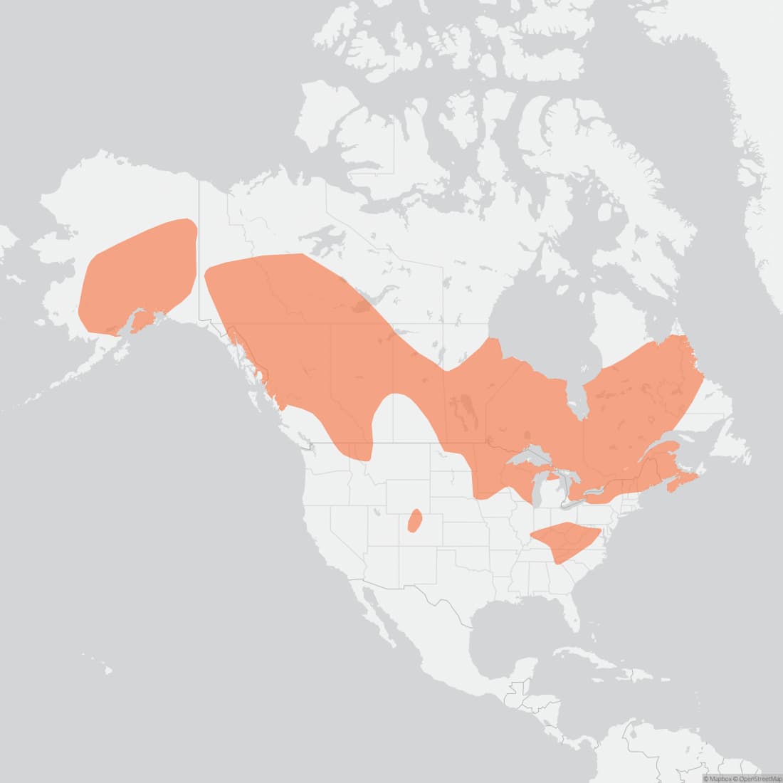 Range map for American Pygmy Shrew