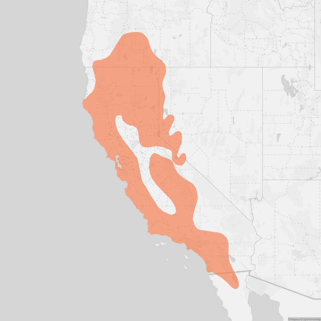 Range map for Broad-footed Mole
