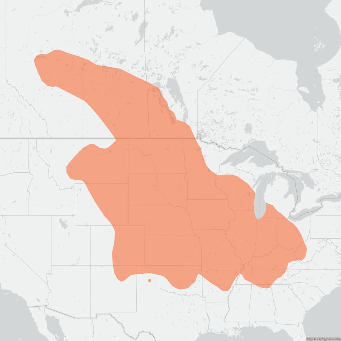 Range map for Prairie Vole