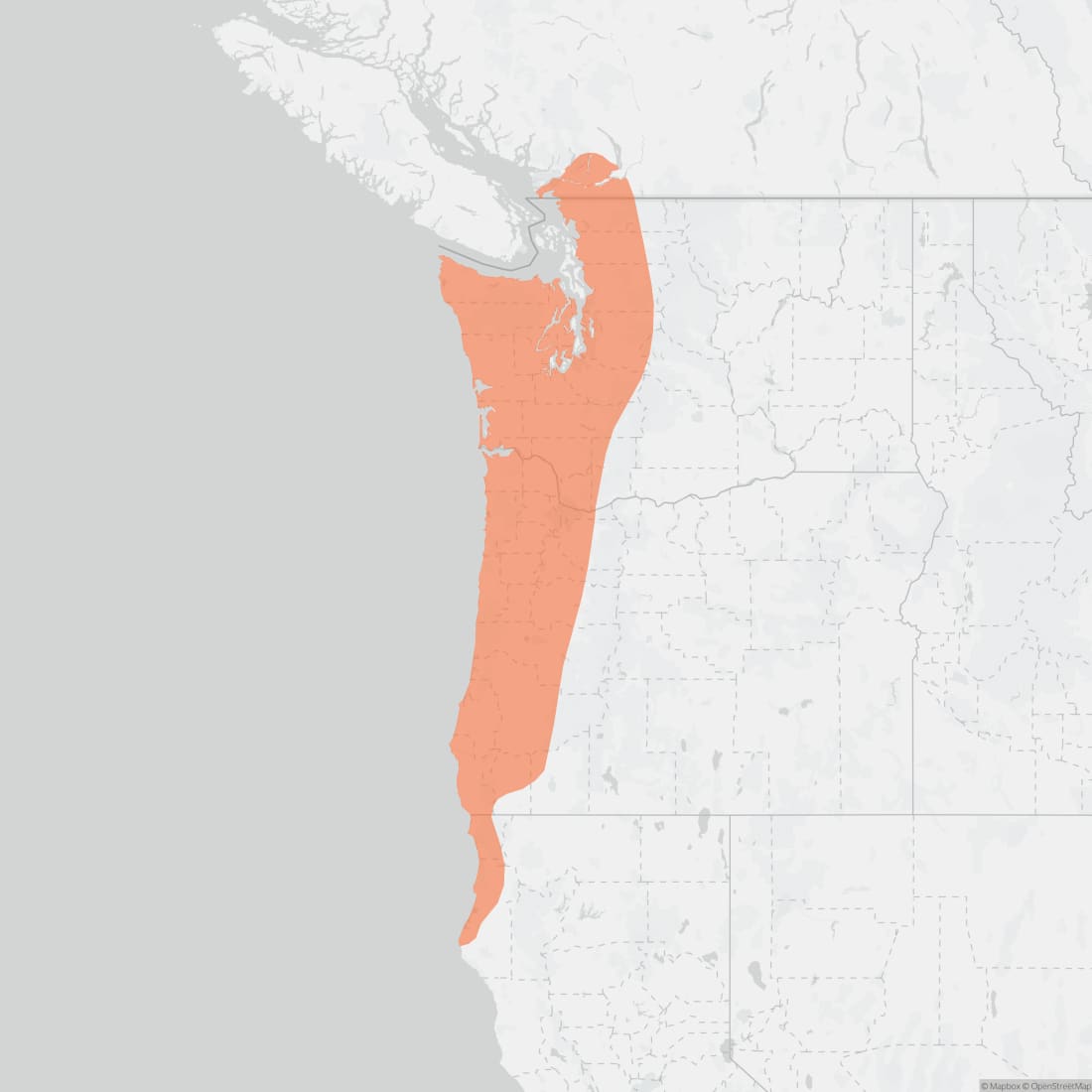 Range map for Townsend's Mole