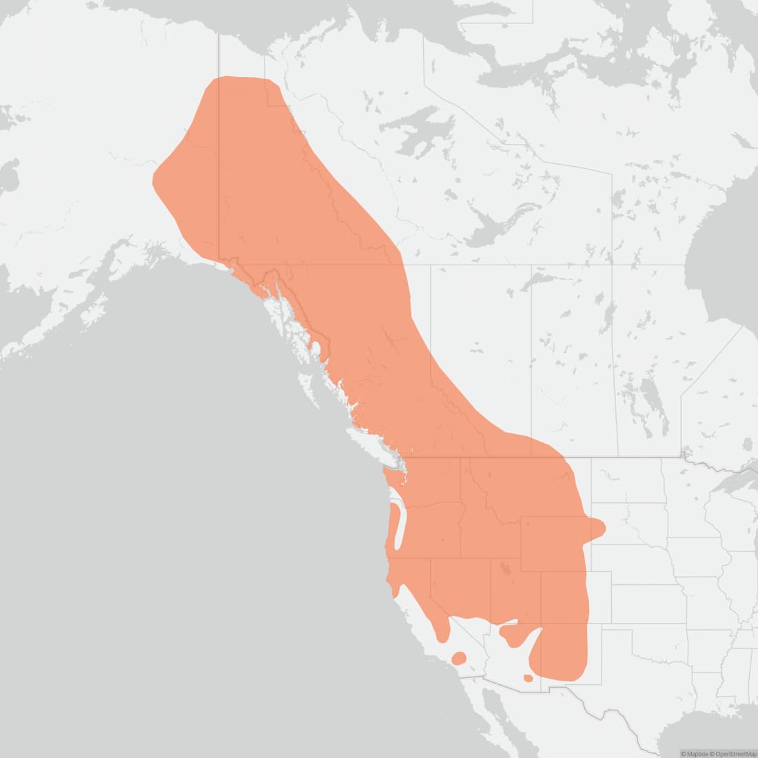 Range map for Long-tailed Vole