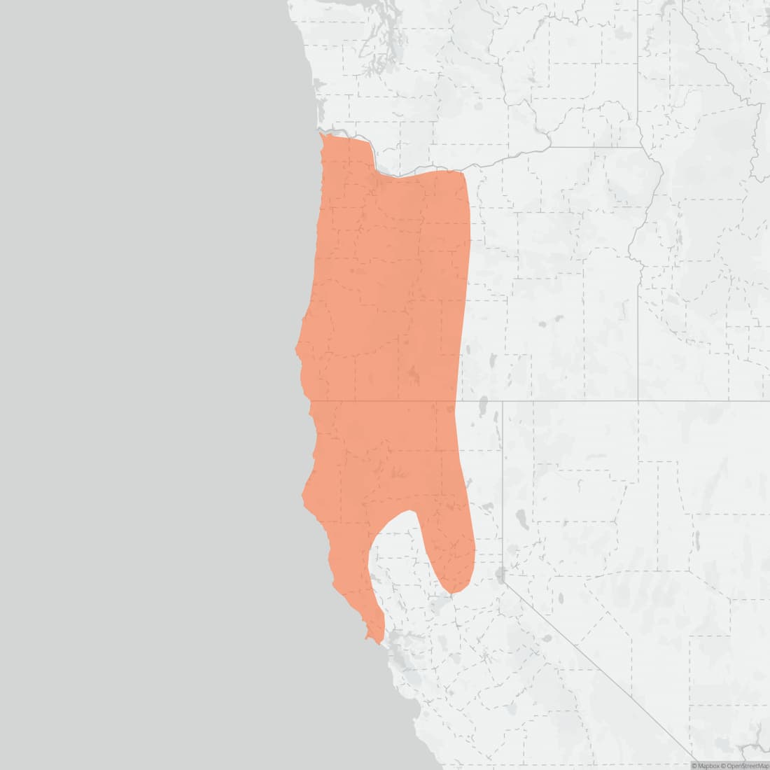 Range map for Western Red-backed Vole