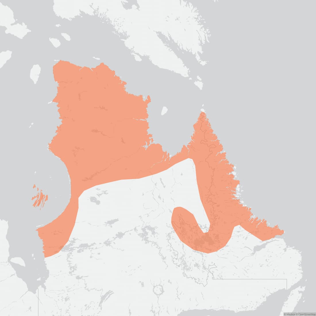 Range map for Labrador Collared Lemming
