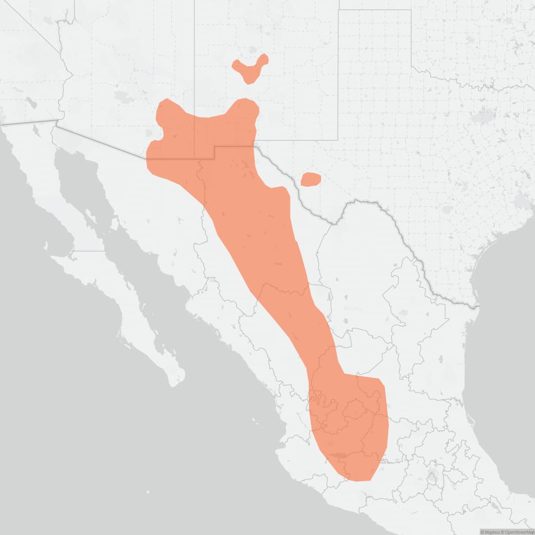 Range map for Tawny-bellied Cotton Rat