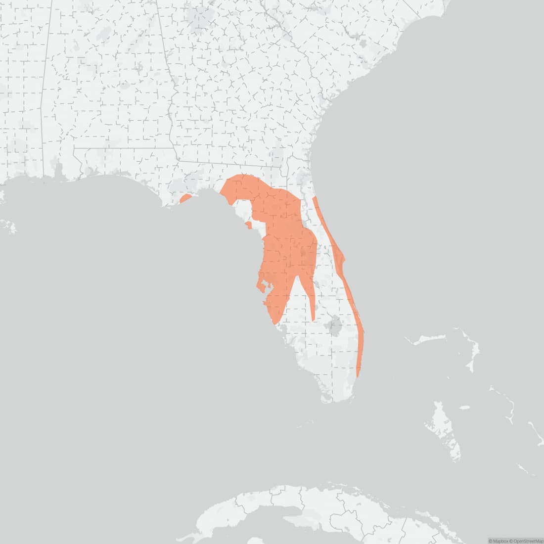 Range map for Florida Mouse