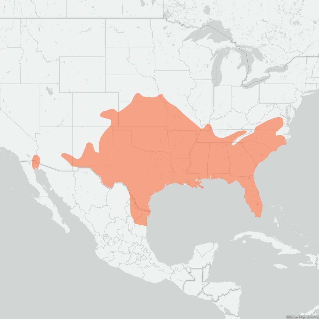 Range map for Hispid Cotton Rat