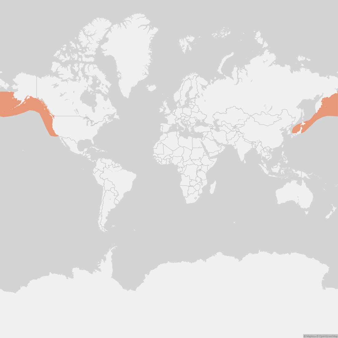 Range map for Stejneger's Beaked Whale