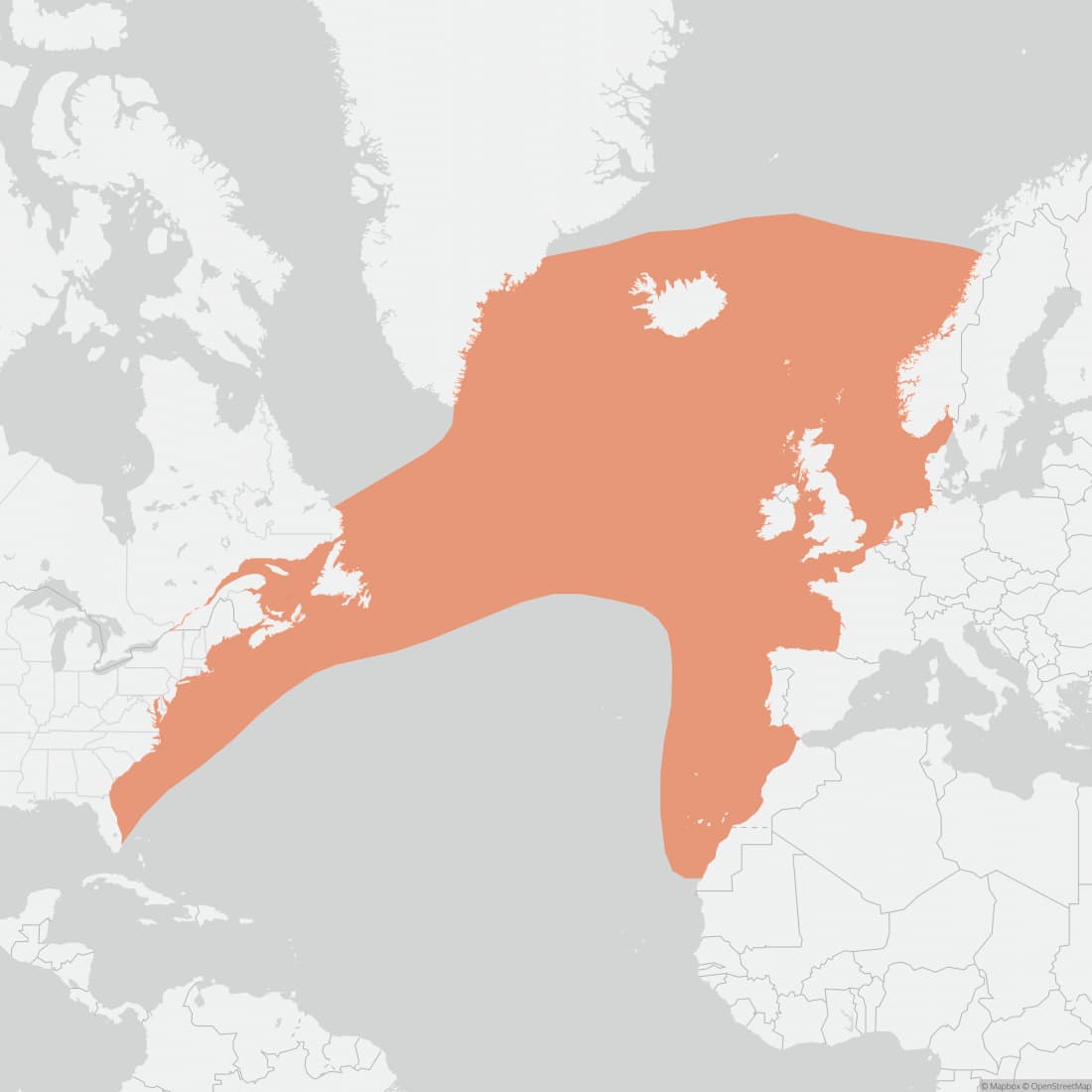 Range map for North Atlantic Right Whale