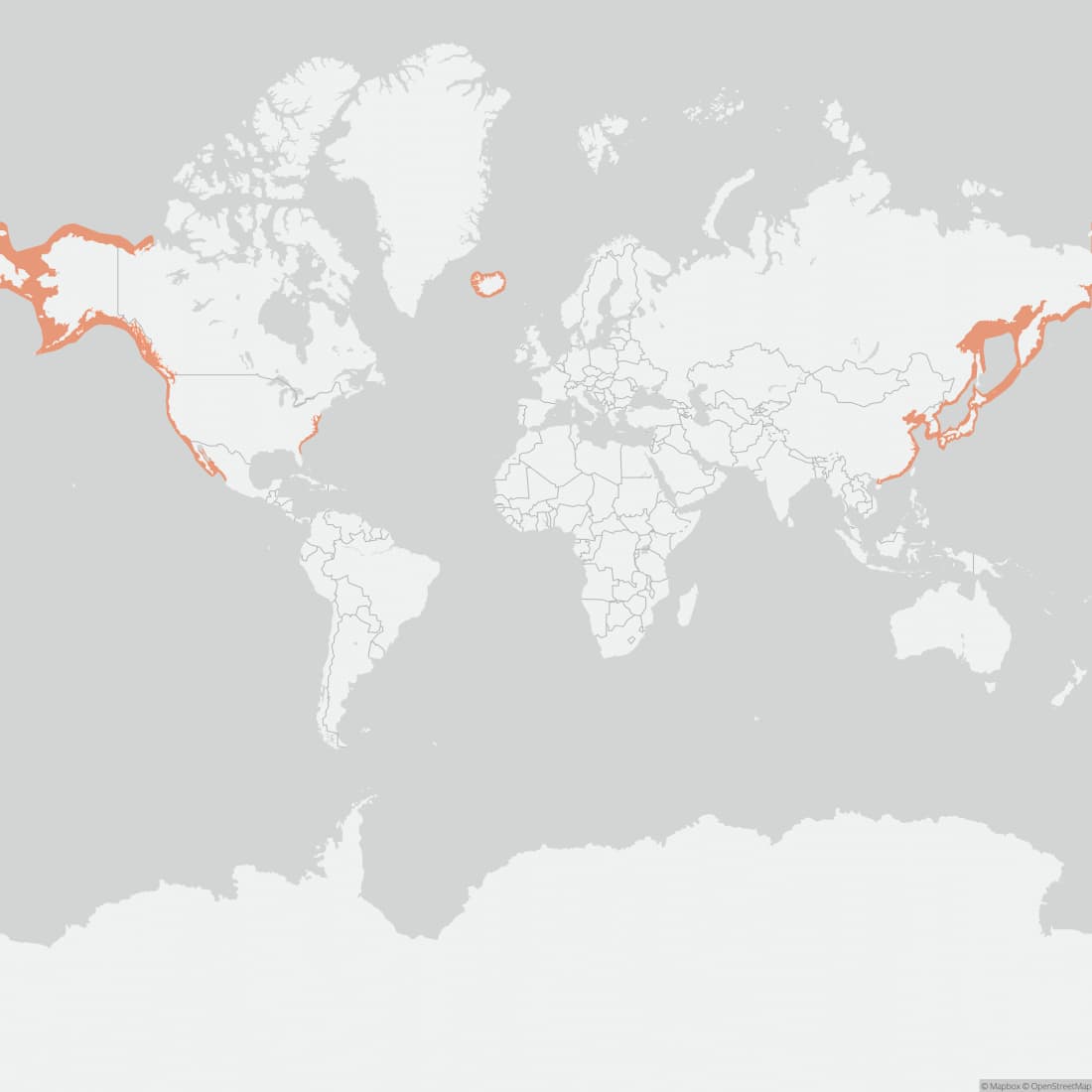 Range map for Grey Whale