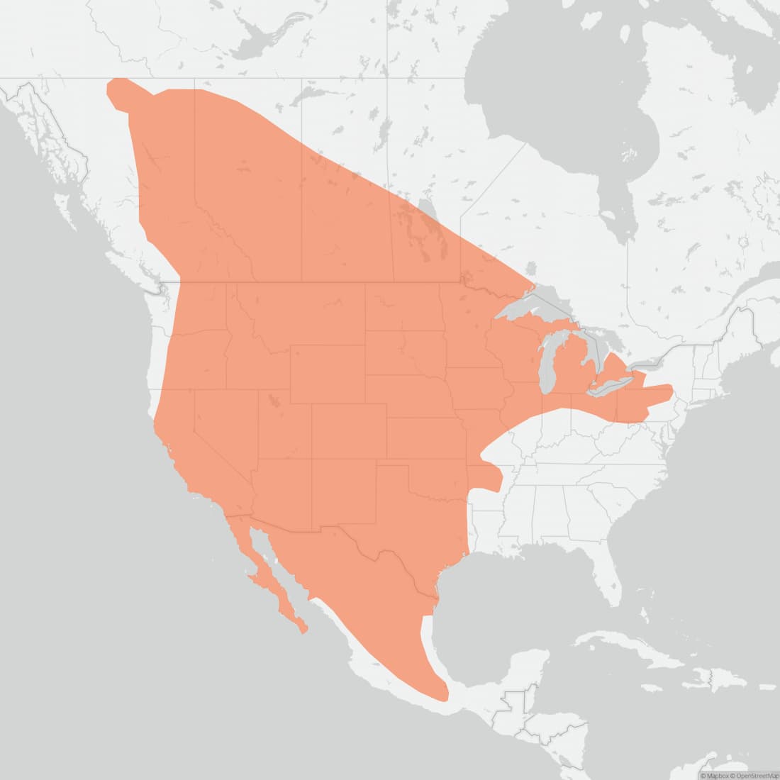 Range map for American Badger