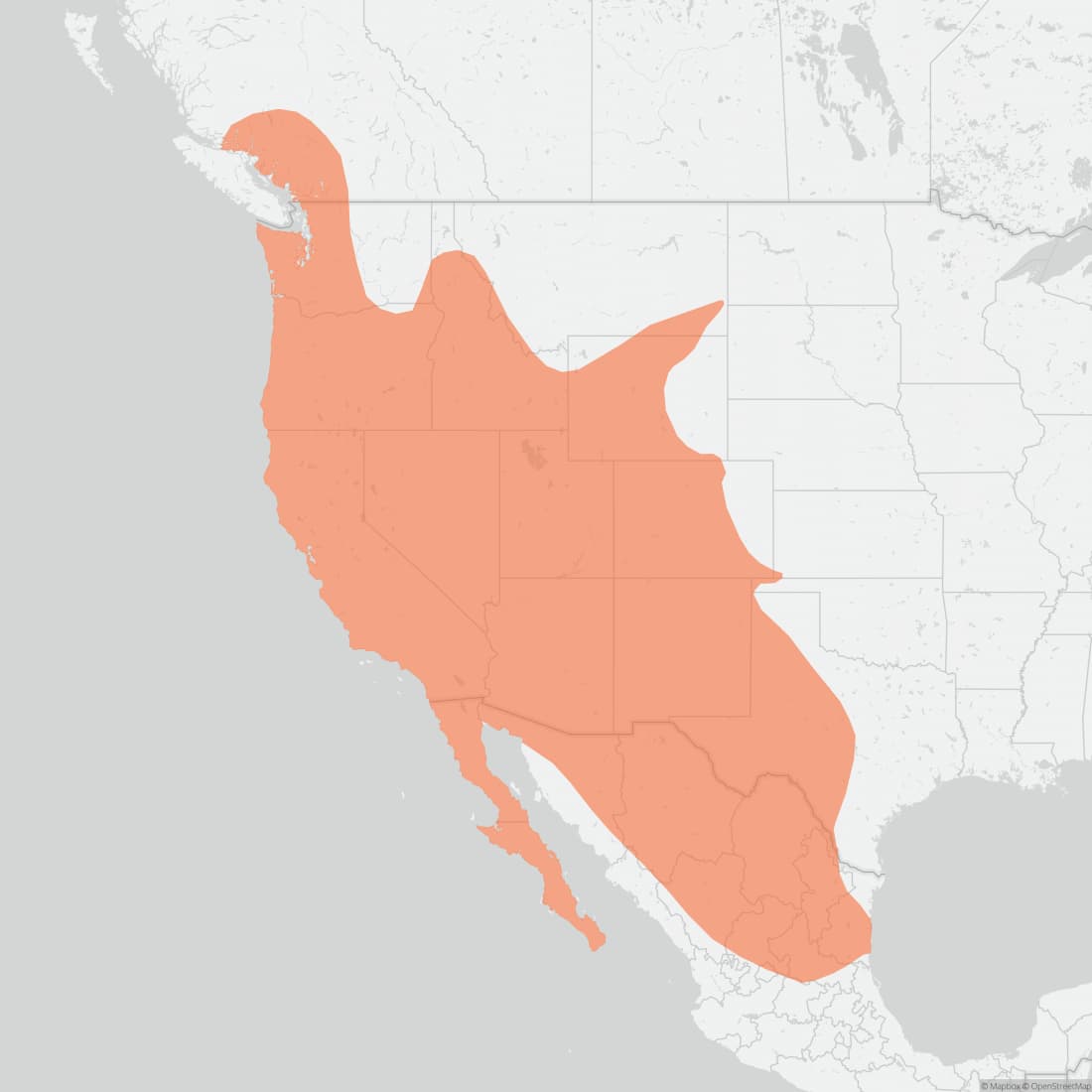 Range map for Western Spotted Skunk