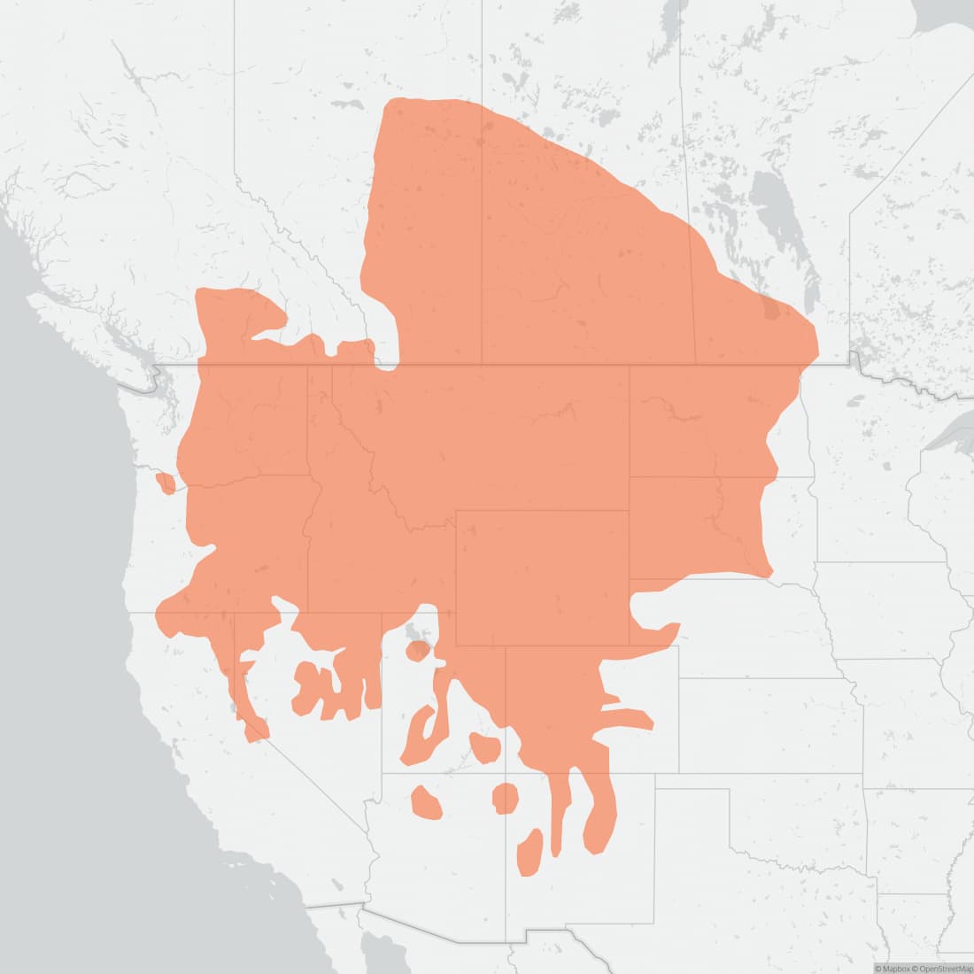 Range map for Northern Pocket Gopher