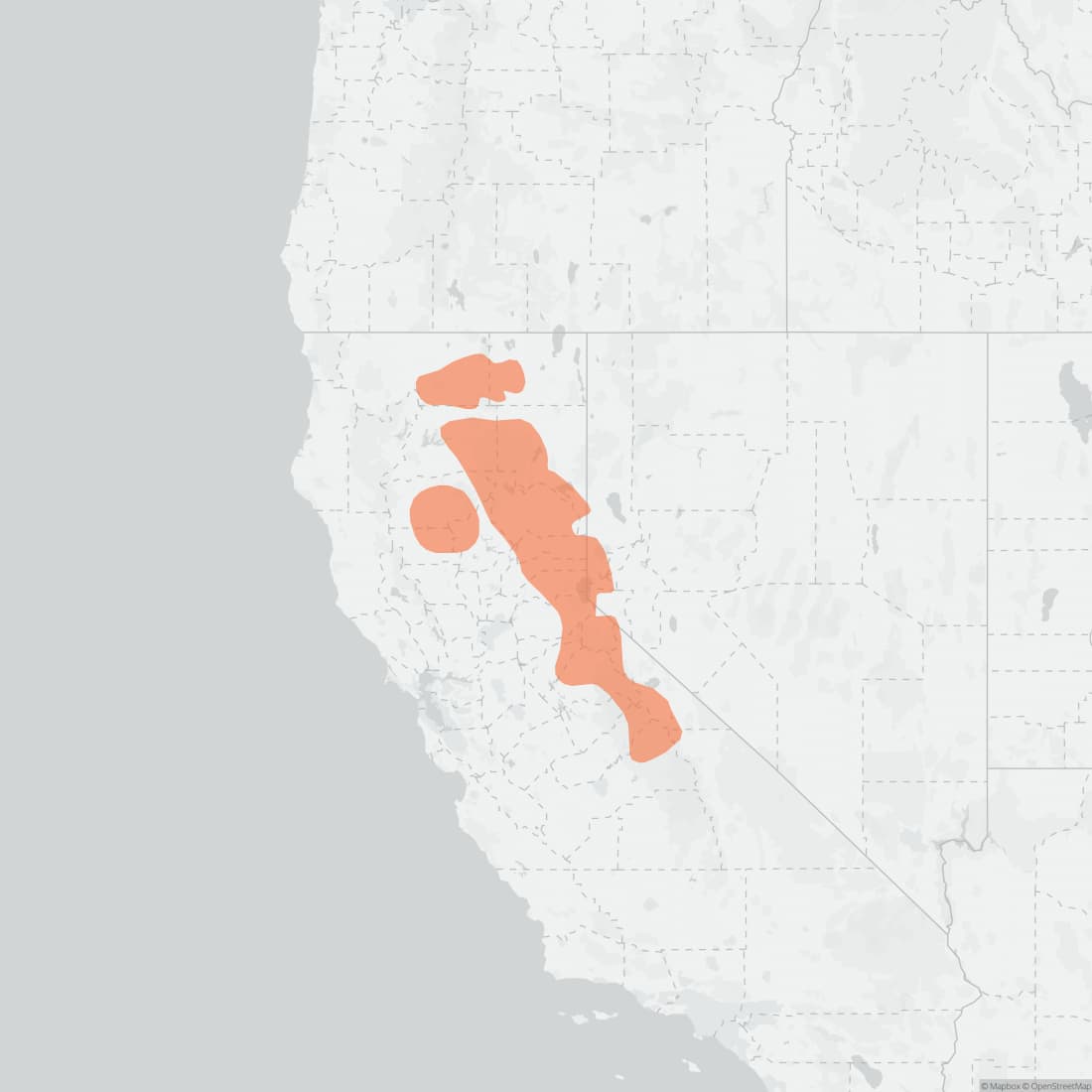 Range map for Mountain Pocket Gopher