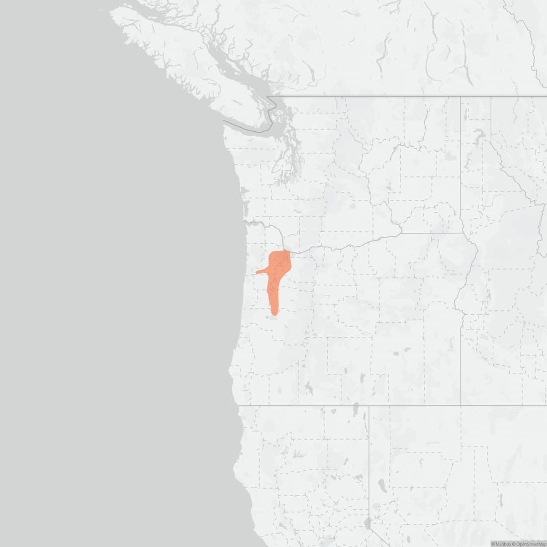 Range map for Camas Pocket Gopher