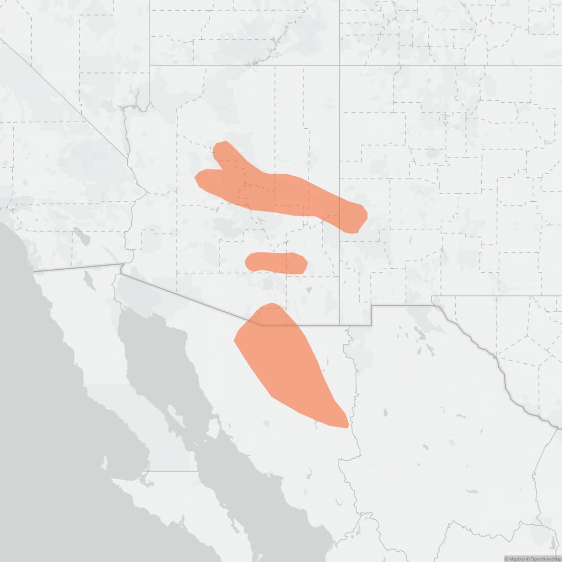 Range map for Arizona Gray Squirrel