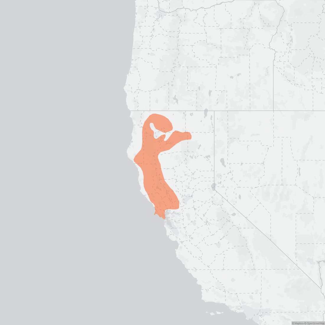 Range map for Sonoma Chipmunk