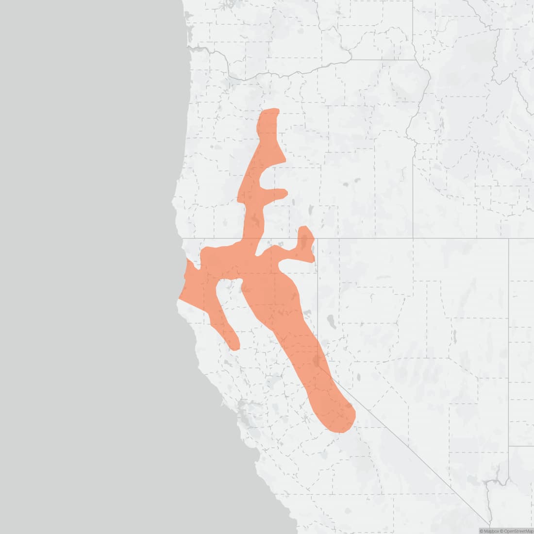 Range map for Allen's Chipmunk
