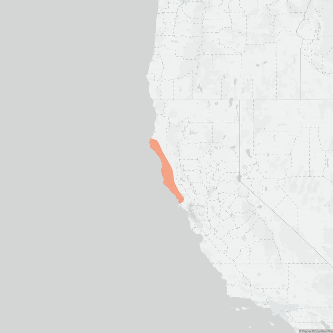 Range map for Yellow-cheeked Chipmunk
