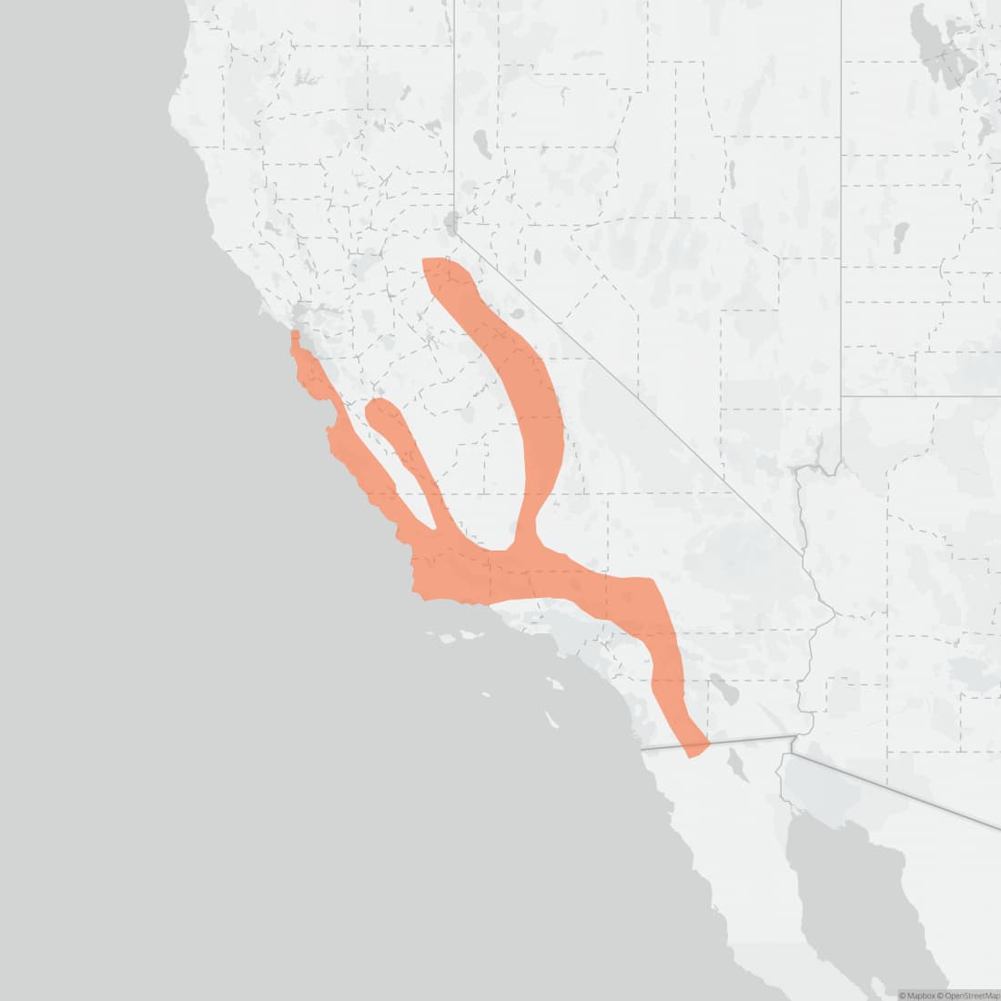 Range map for Merriam's Chipmunk