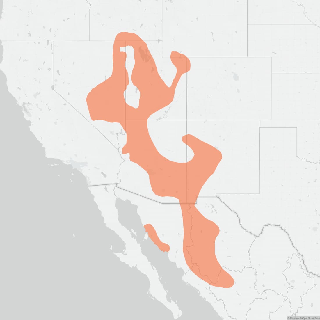 Range map for Cliff Chipmunk