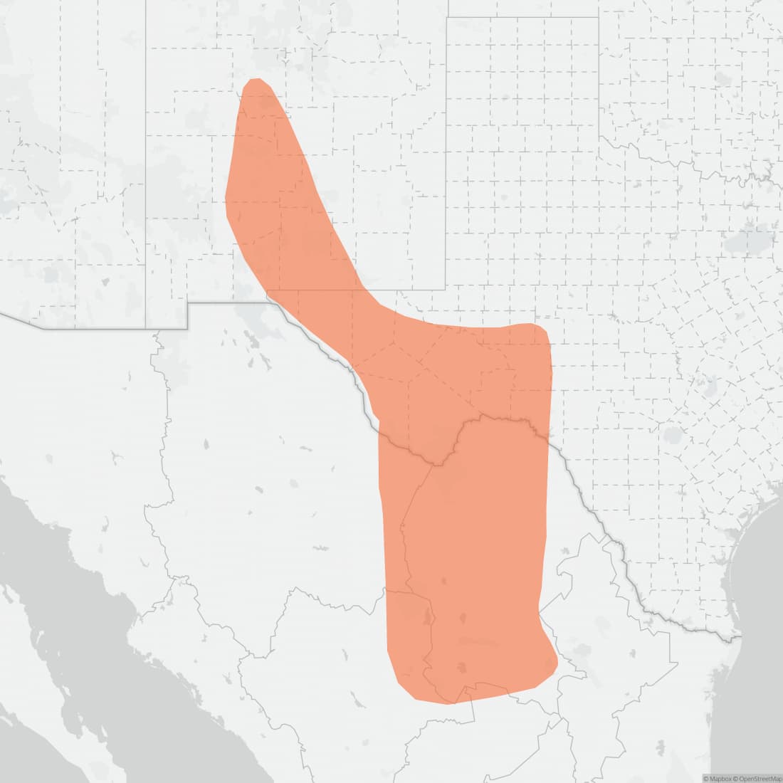Range map for Texas Antelope Squirrel