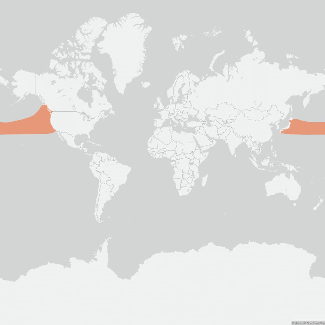 Range map for Hubbs' Beaked Whale
