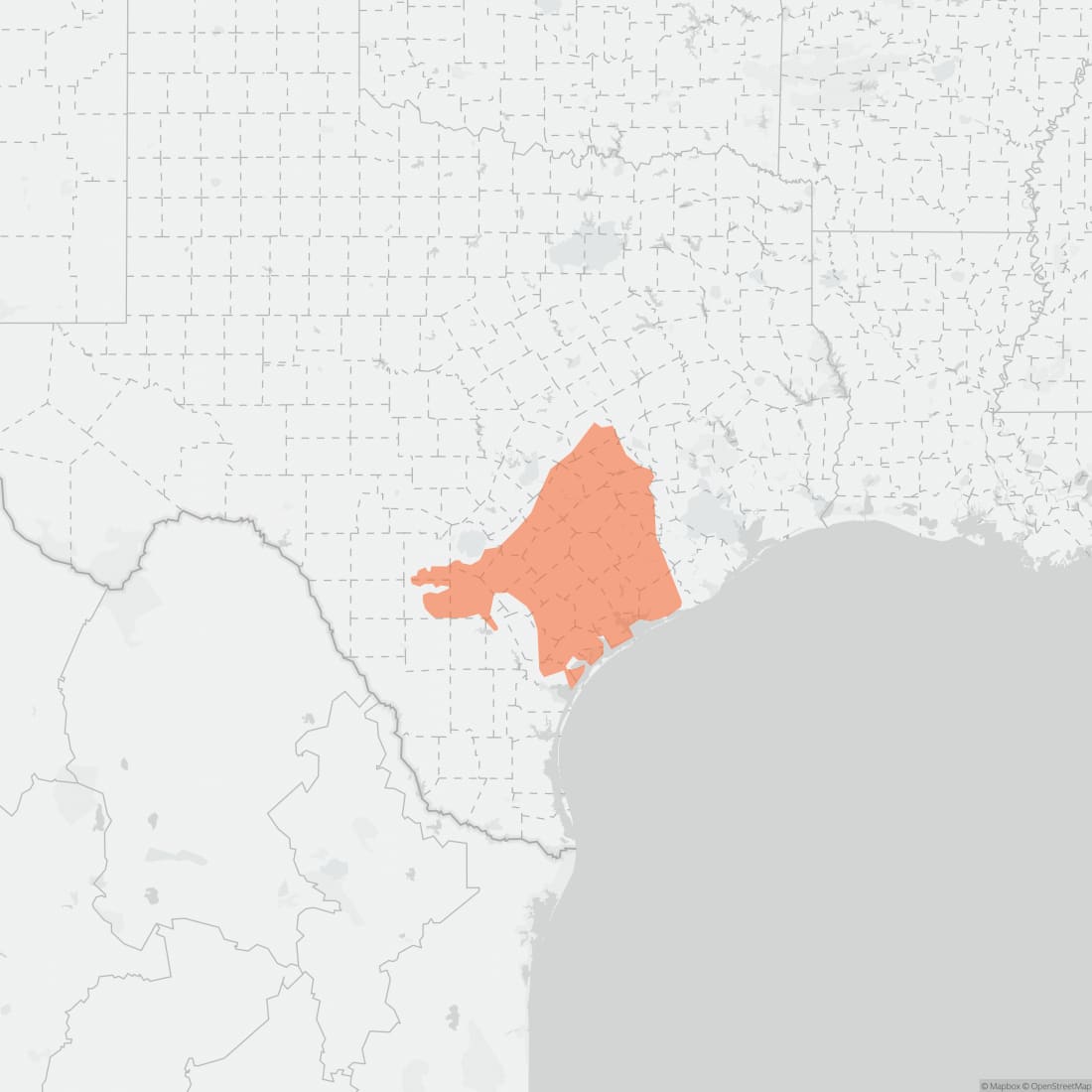 Range map for Attwater's Pocket Gopher