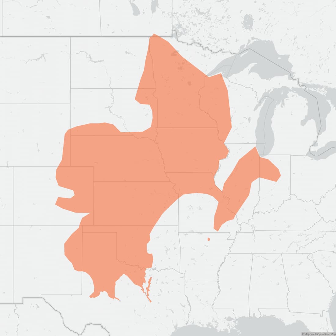 Range map for Plains Pocket Gopher
