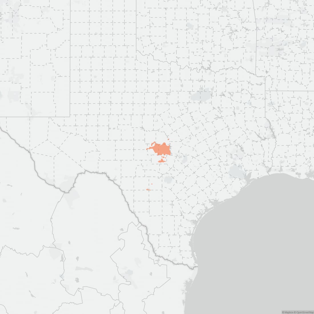 Range map for Central Texas Pocket Gopher