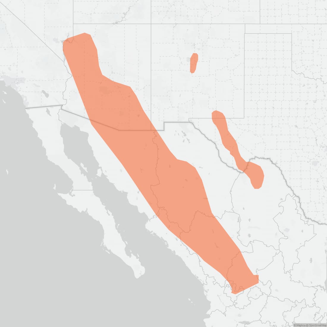 Range map for Holzner Cottontail