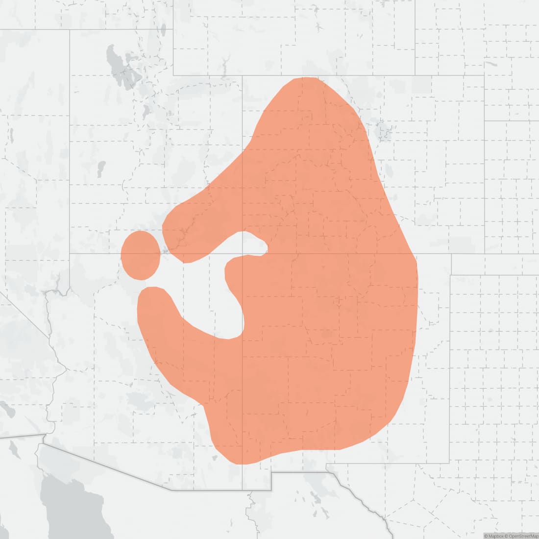 Range map for Southwestern Red Squirrel