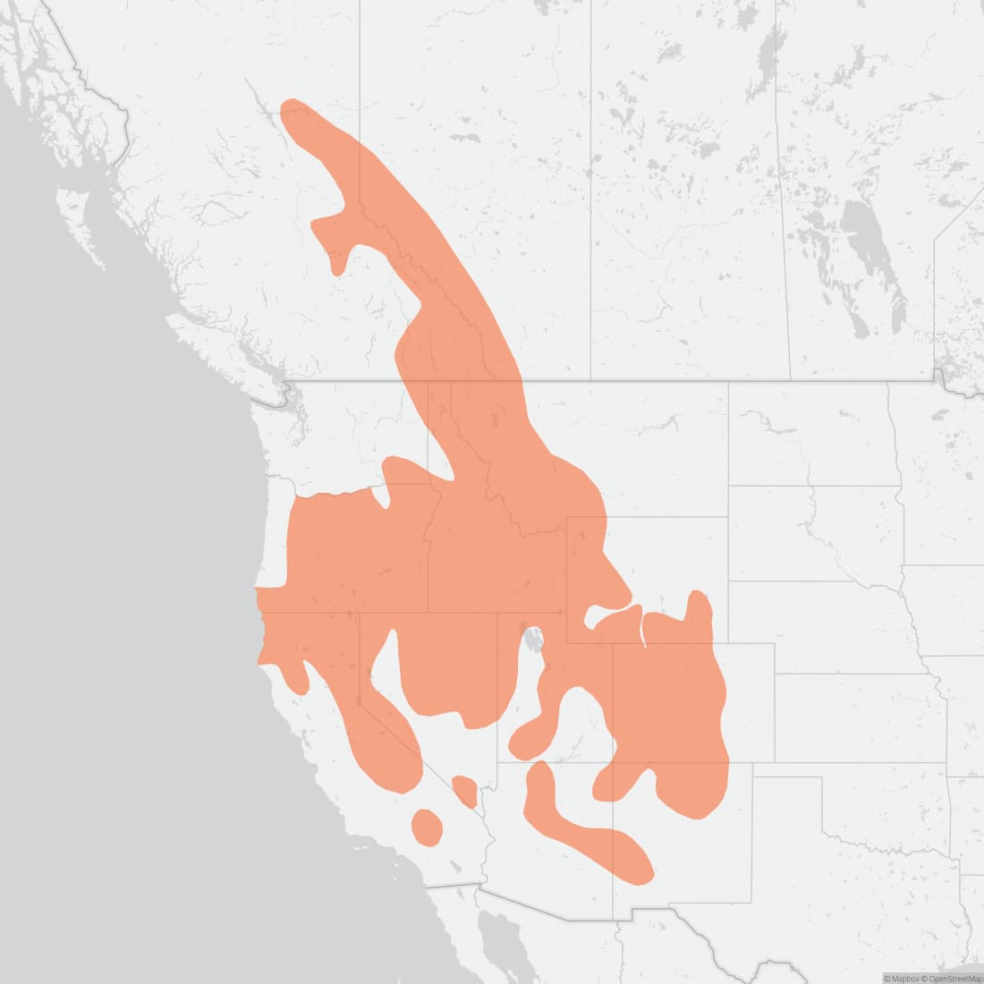 Range map for Golden-mantled Ground Squirrel