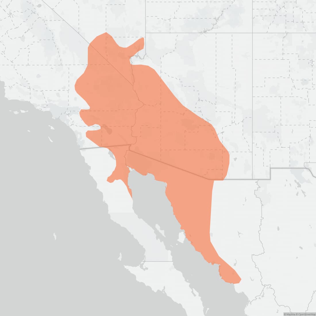 Range map for Round-tailed Ground Squirrel