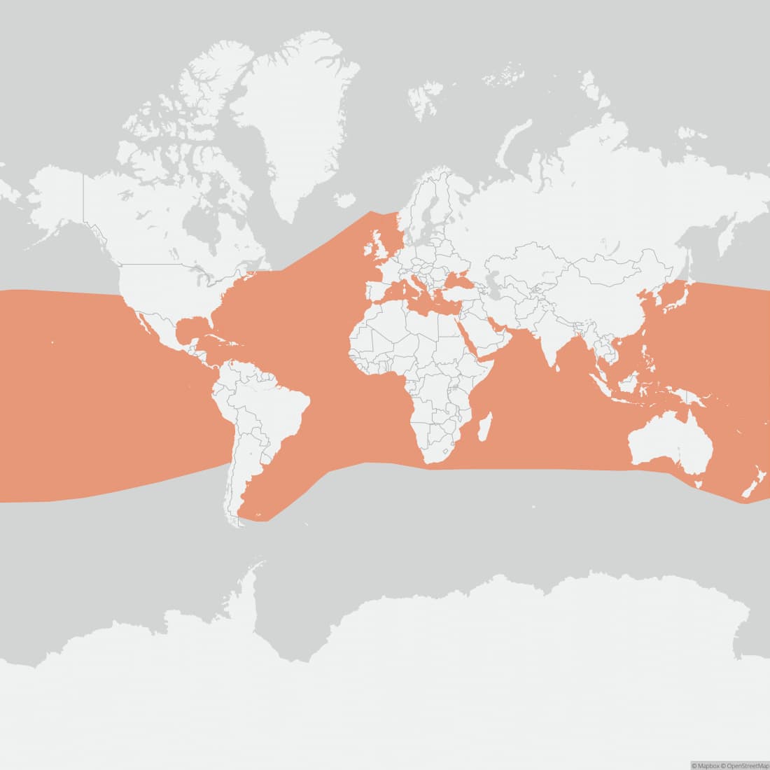 Range map for Common Bottlenose Dolphin