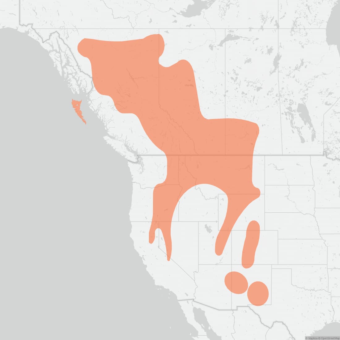 Range map for Pacific Marten