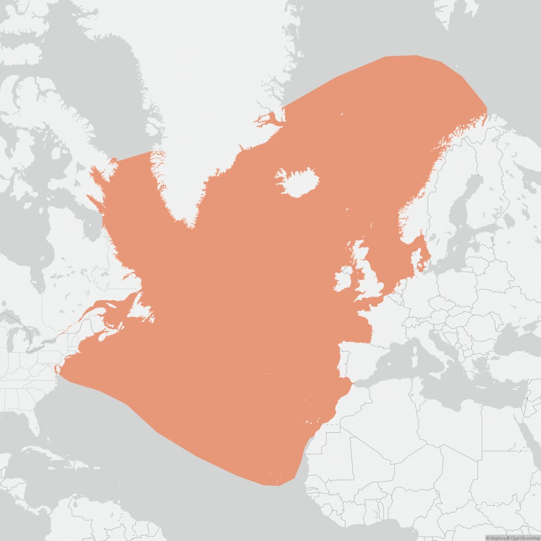 Range map for North Atlantic Bottlenose Whale
