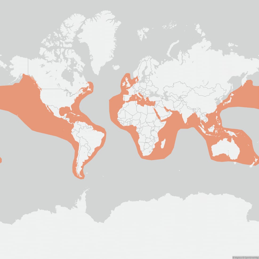 Range map for Risso's Dolphin