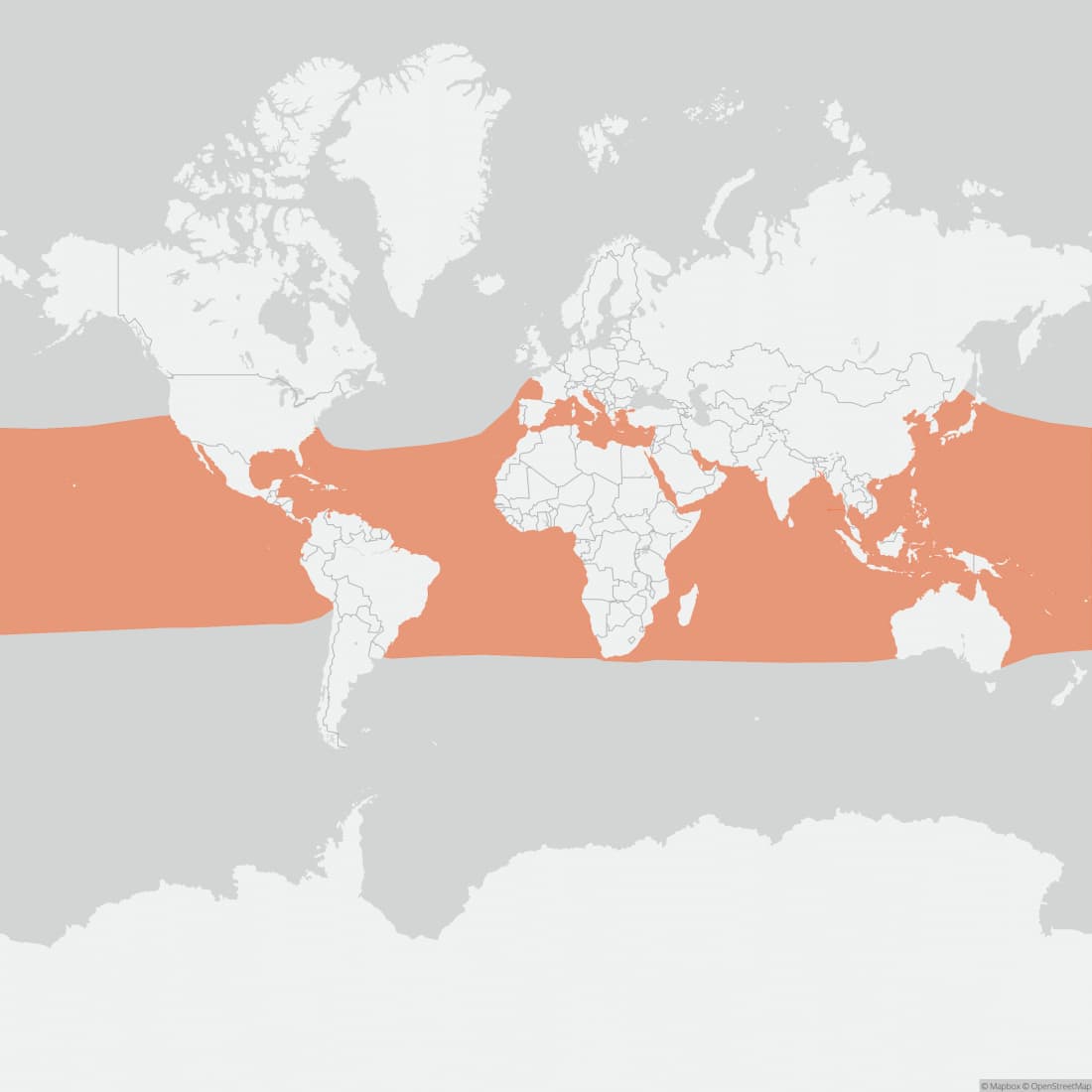 Range map for Rough-toothed Dolphin