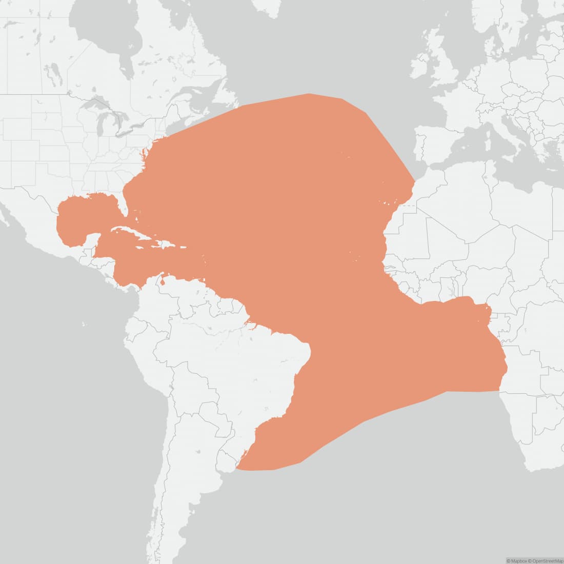 Range map for Atlantic Spotted Dolphin